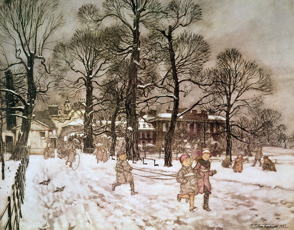 Winter in Kensington Gardens from Peter Pan in Kensington Gardens  by J.M. Barrie a Arthur Rackham