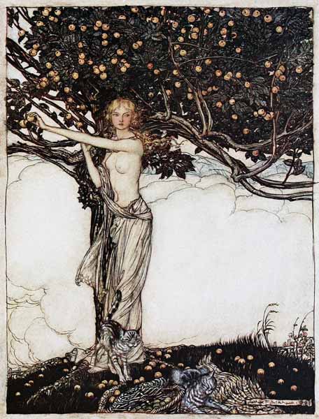 Freia, the fair one. Illustration for "The Rhinegold and The Valkyrie" by Richard Wagner a Arthur Rackham