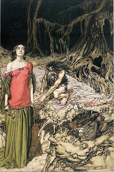 The Wooing of Grimhilde, the mother of Hagen from ''Siegfried and The Twilight of the Gods'' Richard a Arthur Rackham