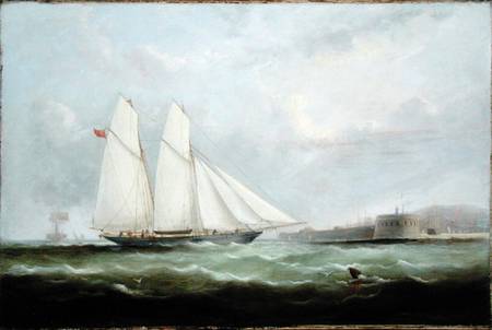 Schooner Yacht 'Esmeralda' Approaching Cherbourg a Arthur Wellington Fowles