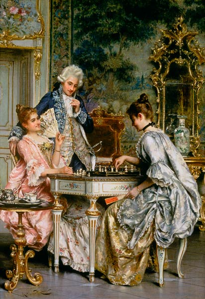 At the chess in the Rococo period. a Arturo Ricci