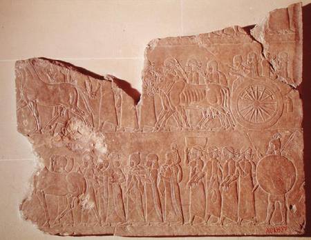Fragment of a relief depicting a procession of war prisoners, from the Palace of Assurbanipal in Nin a Assyrian