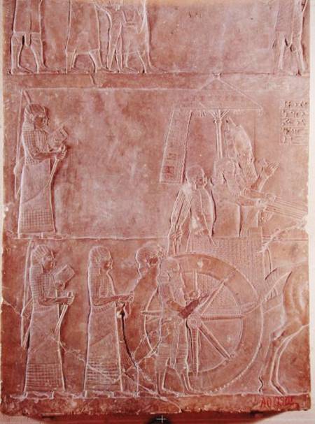 Relief depicting the chariot of King Assurbanipal (669-626 BC) from the Palace of Assurbanipal in Ni a Assyrian