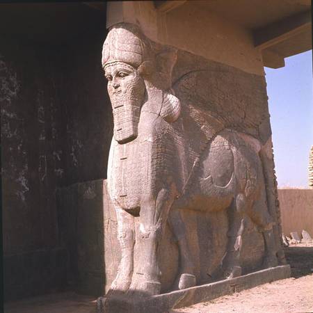 Winged human-headed bull, Neo-Assyrian Period, reign of Ashurnasirpal II a Assyrian
