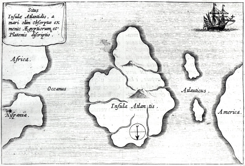 Map of Atlantis, from ''Mundus Subterraneus'', 1665-68 a Athanasius Kircher