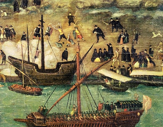 The Port of Seville, c.1590 (detail) a (attr. to) Alonso Sanchez Coello