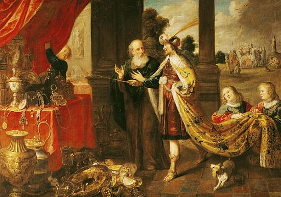 Ahasuerus Showing his Treasure to Mordecai a (attr. to) Claude Vignon