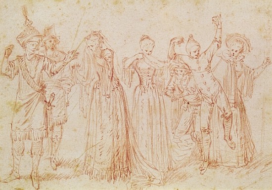 Group of Comic and Tragic Actors a (attr. to) Jean Antoine Watteau