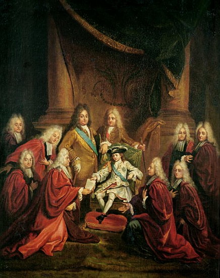 Louis XV (1710-74) Granting Patents of Nobility to the Municipal Body of Paris a (attr. to) the Younger Boulogne Louis de