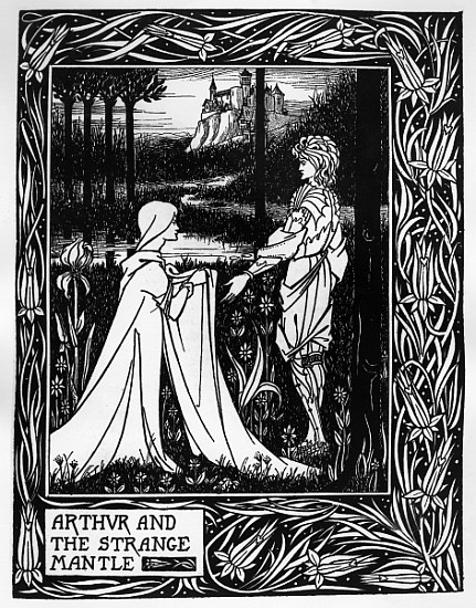Arthur and the strange mantle, an illustration from ''Le Morte d''Arthur'' Sir Thomas Malory, 1893-9 a Aubrey Vincent Beardsley
