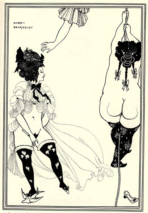 Two Athenian women in distress. Illustration for The Lysistrata of Aristophanes a Aubrey Vincent Beardsley