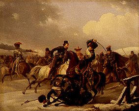 Cossacks attack a French unity. a August Joseph Desarnod il Vecchio