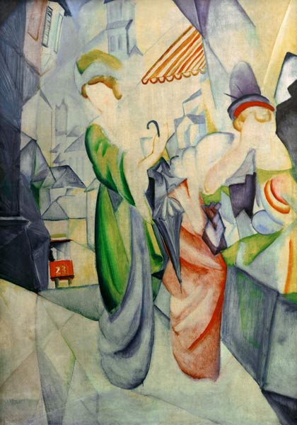 Helle Frauen vor dem Hutladen a August Macke