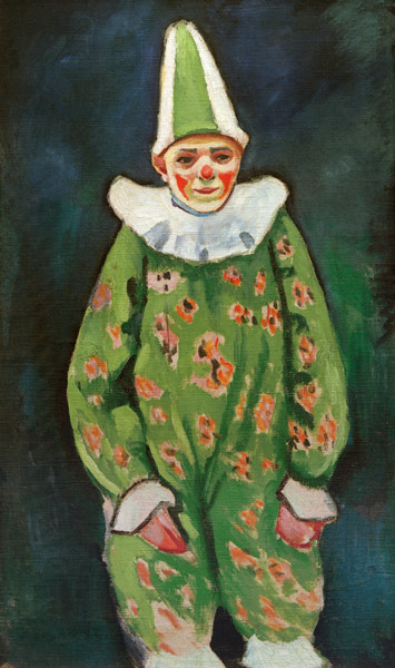 Clown in grünem Kostüm a August Macke