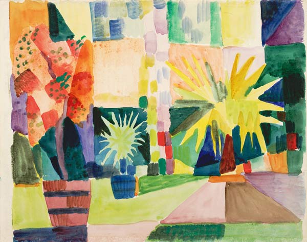 Garden on Lake Thun (Pomegranate Tree and Palm in the Garden) a August Macke