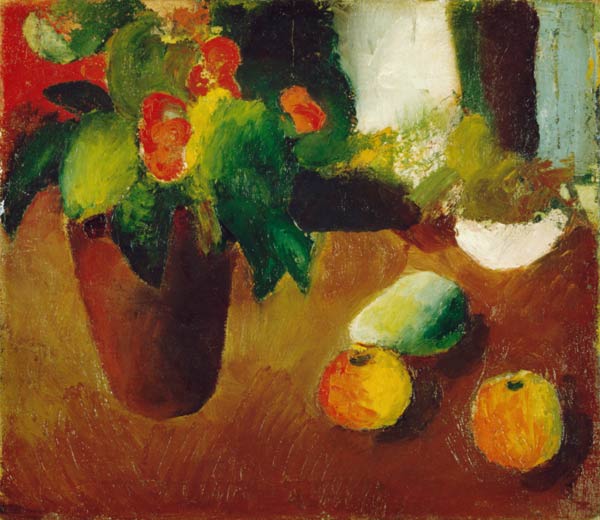 Quiet life with begonia, apples and pear a August Macke