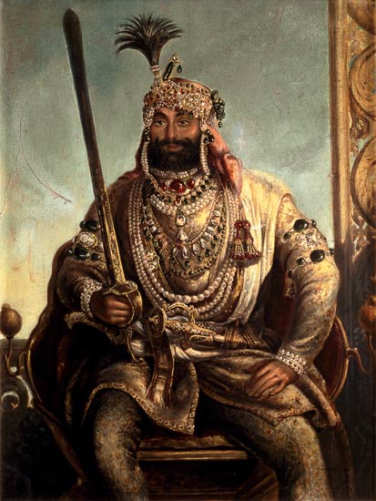 Portrait of Maharaja Sher Singh, In Regal Dress a August Theodor Schoefft