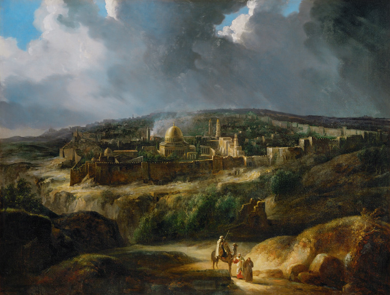 View of Jerusalem from the Valley of Jehoshaphat a Auguste Forbin