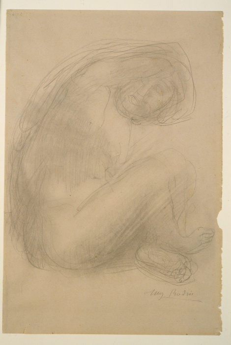 Frau im Schneidersitz mit über den Kopf geschlagenem Arm a Auguste Rodin