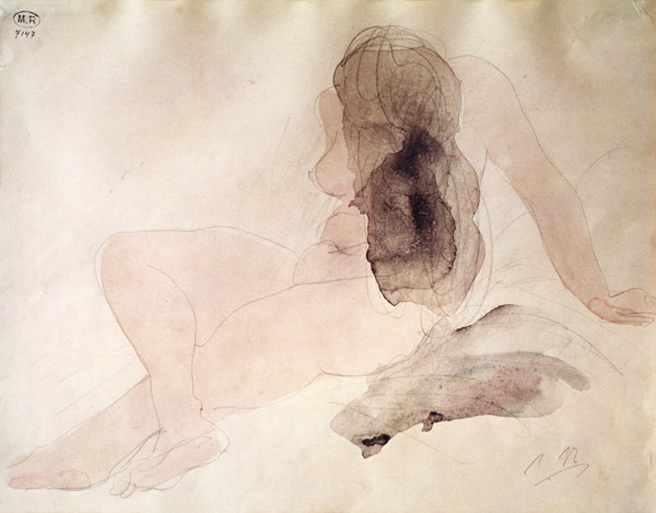 Seated Nude with Dishevelled Hair a Auguste Rodin