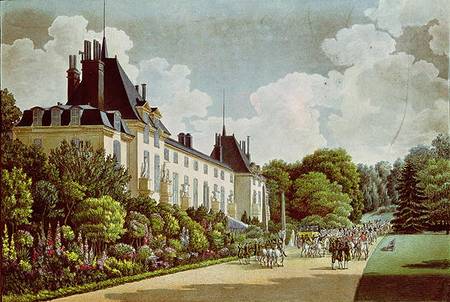 View of the Chateau de la Malmaison next to the park, from 'Views of the Malmaison' a Auguste Simon Garneray