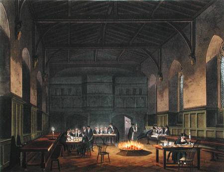 Hall of Westminster School, from Ackermann's 'History of Westminster School', part of 'History of th a Augustus Charles Pugin