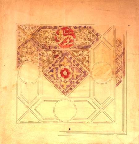 Ceiling design for the Palace of Westminster (pen & ink and w/c on paper) a Augustus Welby Northmore Pugin