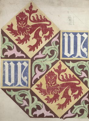 Floor design for the Houses of Parliament (gouache & pencil on paper) a Augustus Welby Northmore Pugin