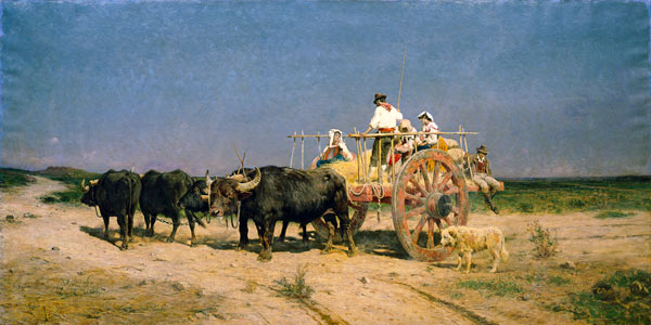 Wagon with Buffalo by the Beach a Aurelio Tiratelli