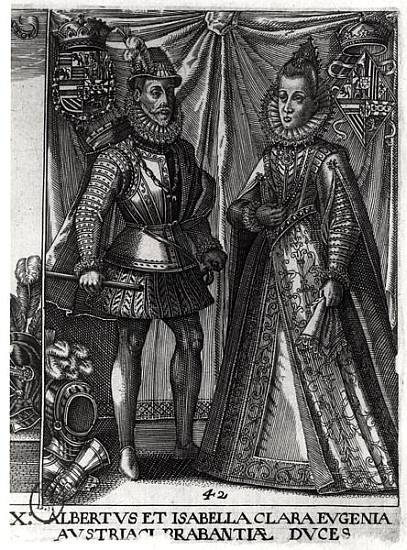 Portrait of Albert, Archduke of Austria (1559-1621) and his wife Isabella Clara Eugenia (1566-1633)  a Scuola Austriaca