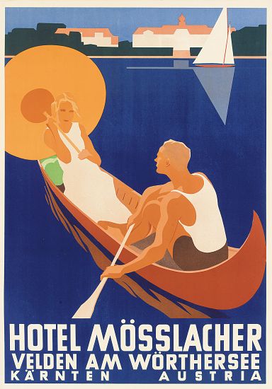Poster advertising Hotel Mosslacher in Austria a Austrian School, (20th century)