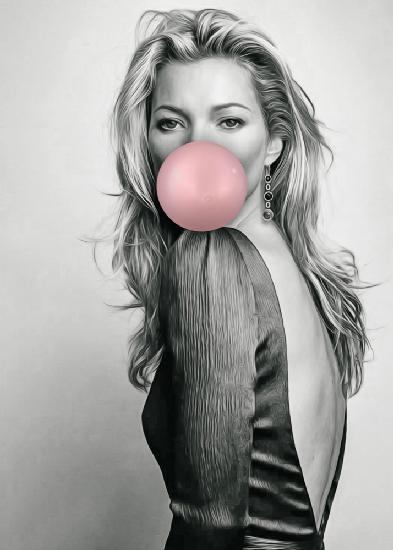 Kate Moss With BubbleGum 1