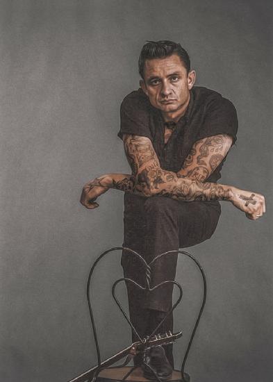 Vintage Tattoo Painting Johnny Cash 1