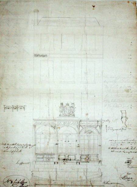 Design for Nicholson's State Lottery Office, No. 3 Cockspur Street, City of London a Baker