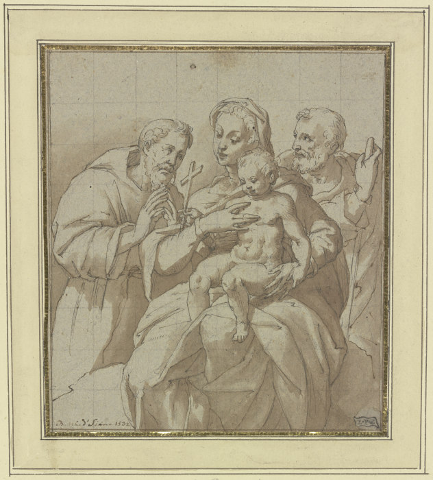 Die Heilige Familie mit dem Heiligen Franziskus a Baldassare Peruzzi