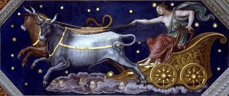 The Nymph Callisto on Jupiter's Chariot, ceiling decoration from the 'Sala di Galatea' a Baldassare Peruzzi