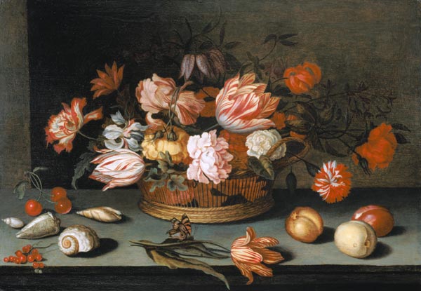 Natura morta con fiori, frutta, conchiglie e farfalle a Balthasar van der Ast