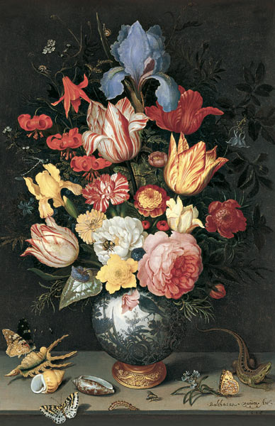 Chinese Vase with Flowers, Shells and Insects a Balthasar van der Ast