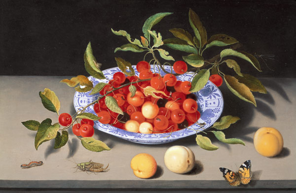 Still Life of Cherries and Peaches a Balthasar van der Ast