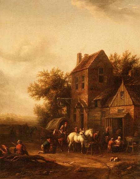 Two Horsemen at a Blacksmith's Forge a Barend Gael or Gaal