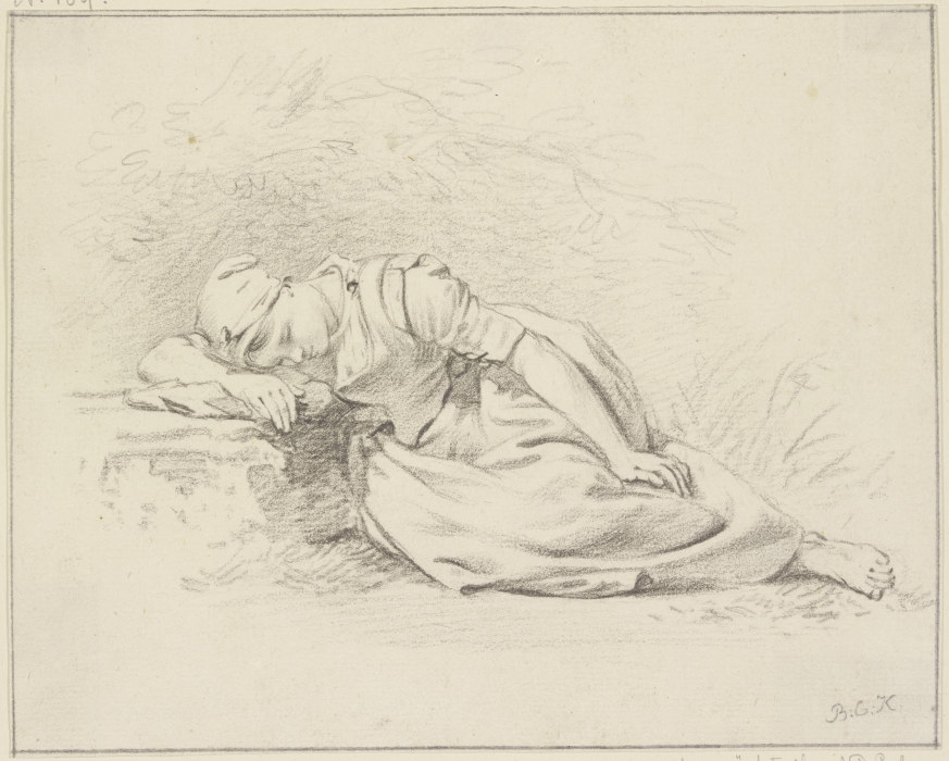 Sleeping girl a Barend Cornelis Koekkoek