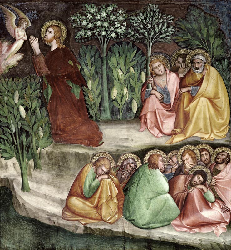 Christ in the Garden of Gethsemane, from a series of Scenes of the New Testament (fresco) a Barna  da Siena