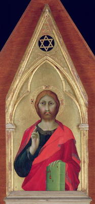 Christ Blessing, c.1325 (oil on panel) a Barna  da Siena