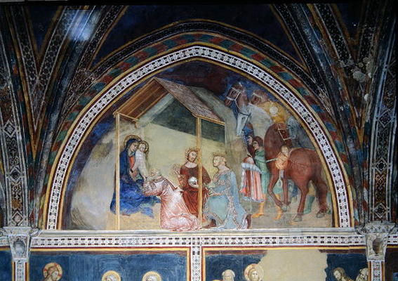 The Adoration of the Magi, from a series of Scenes of the New Testament (fresco) a Barna  da Siena