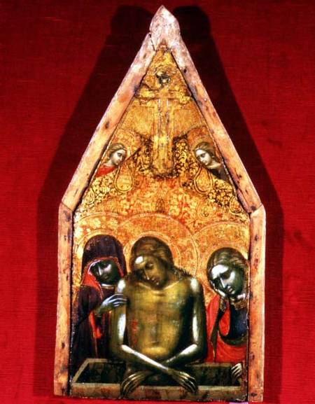 Pieta (tempera on panel with applied textile) a Barnaba da Modena