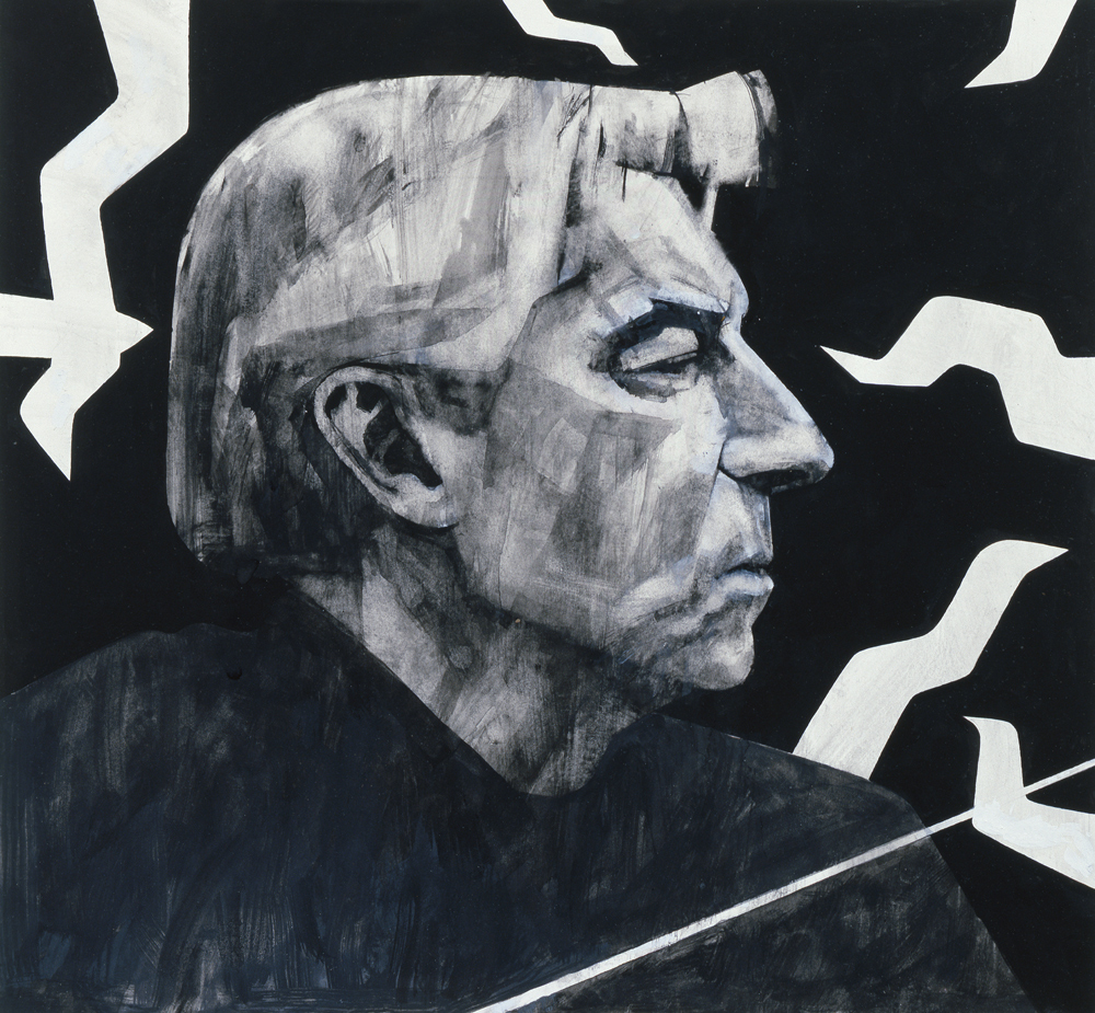 Portrait of Herbert von Karajan, illustration for The Sunday Times, 1970s a Barry  Fantoni