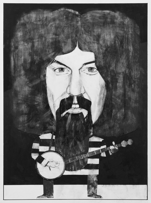 Portrait of Billy Connolly, illustration for The Listener, 1970s a Barry  Fantoni