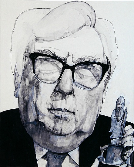 Portrait of Arthur Negus, illustration for The Listener, 1970s a Barry  Fantoni