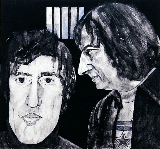 Portrait of Tom Stoppard and Andre Previn, illustration for The Sunday Times, 1970s a Barry  Fantoni