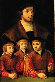 Portrait of a man with his three sons
